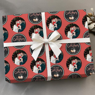 Red Christmas Photo Wrapping Paper with Message