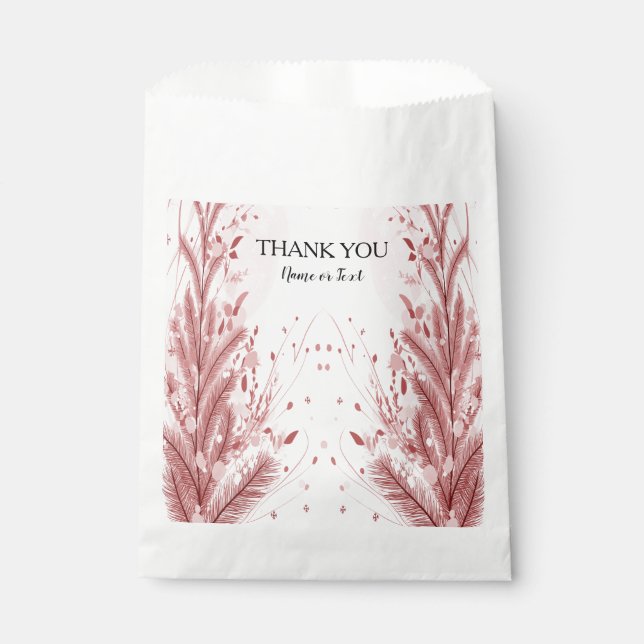 Red Christmas Pine Tree Snow Decoration Beautiful Favour Bag (Front)