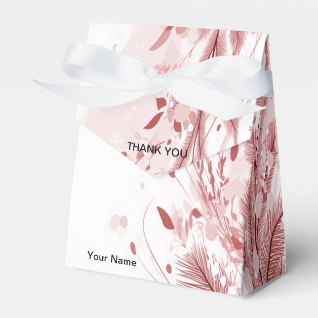 Red Christmas Pine Tree Snow Decoration Beautiful Favour Box (Front Side)