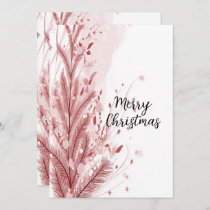 Red Christmas Pine Tree Snow Decoration Beautiful Holiday Card
