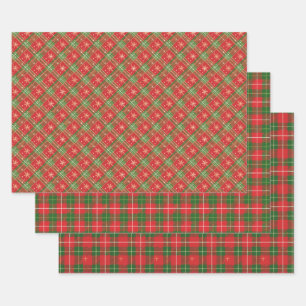 Red Christmas Plaid Wrapping Paper Sheet