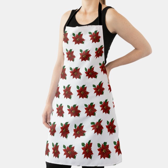 Red Christmas Poinsettia Apron (Insitu)
