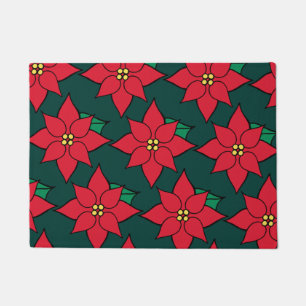 Red Christmas Poinsettia Doormat