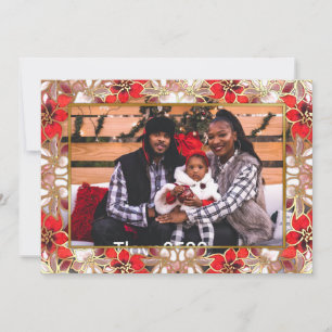 Red Christmas Poinsettia in the Snow Holiday Card
