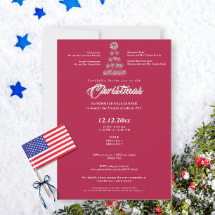 Red Christmas Political Fundraiser Gala Dinner Invitation