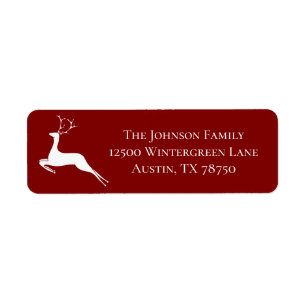 Red Christmas Reindeer Elegant Return Address Label