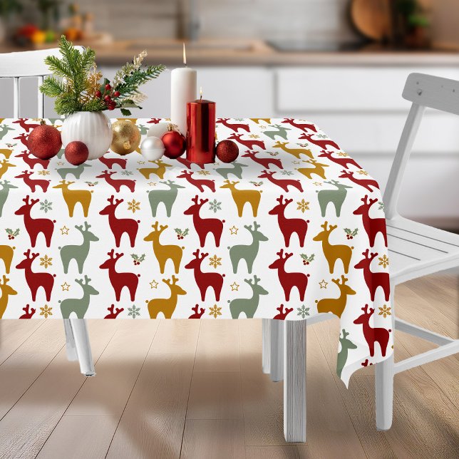 Red Christmas Reindeer Pattern#12 ID1009 Tablecloth (Creator Uploaded)