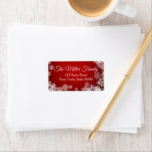 Red Christmas Return Address Label