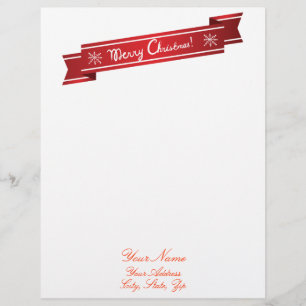 Red Christmas Ribbon Personalised Letterhead
