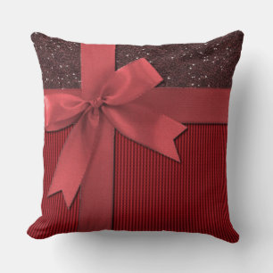 Red Christmas Ribbon Throw Pillow