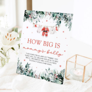Red Christmas Santa Baby How Big Is Mummy's Belly  Pedestal Sign