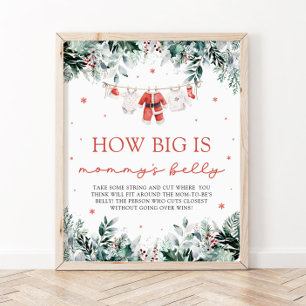 Red Christmas Santa Baby How Big Is Mummy's Belly  Poster