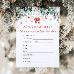 Red Christmas Santa Baby Shower Advice and Wishes  Invitation