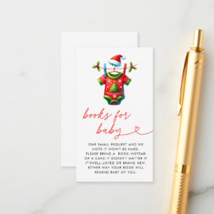 Red Christmas Santa Baby Shower Books for Baby Enclosure Card