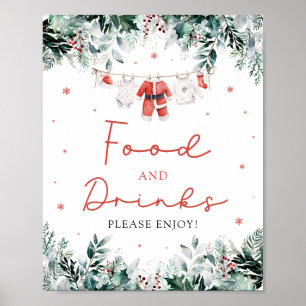 Red Christmas Santa Baby Shower Food and Drinks Poster