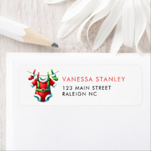 Red Christmas Santa Baby Shower Return Address Label