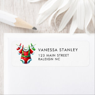 Red Christmas Santa Baby Shower Return Address Label
