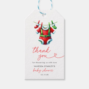 Red Christmas Santa Baby Shower Thank You Gift Tags