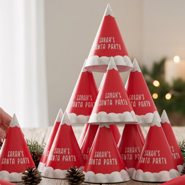 Red Christmas Santa Claus Holiday Paper Party Hats (Get into the Christmas spirit without breaking the bank! Perfect for classrooms and large parties)