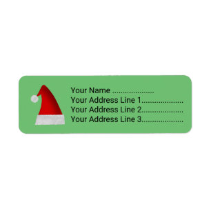 Red Christmas Santa Hat Return Address Label