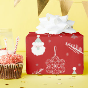 Red Christmas – Santa & Snowflake Pattern Wrapping Paper