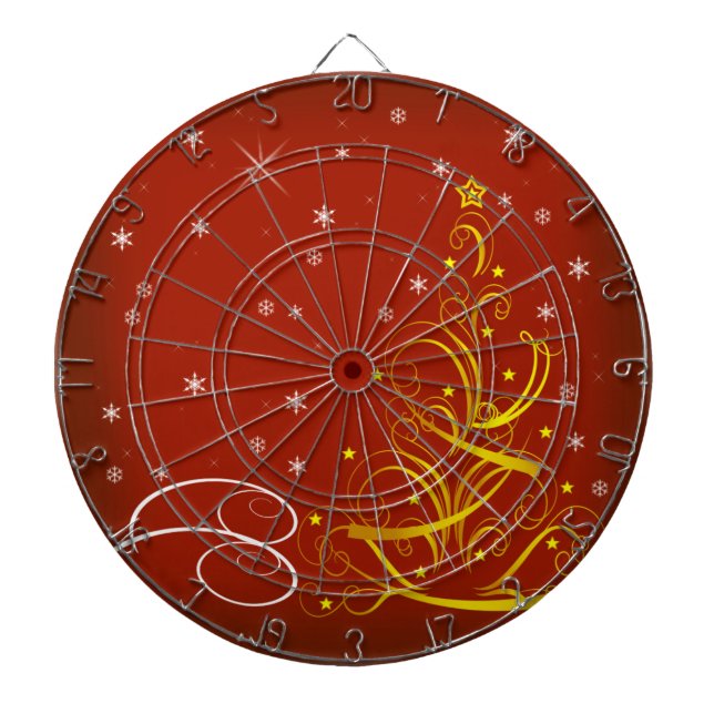 Red Christmas scene Dartboard (Front)