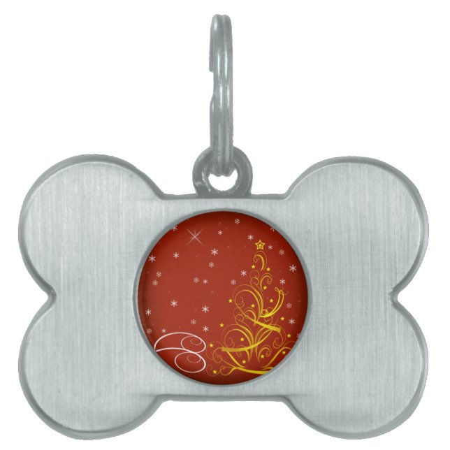 Red Christmas scene Pet ID Tag (Front)