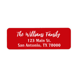 Red Christmas Script Return Address Label