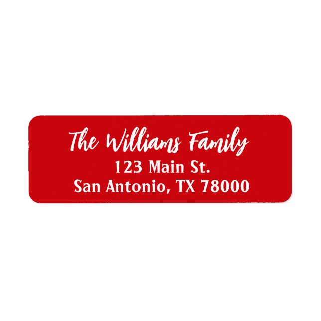 Red Christmas Script Return Address Label (Front)
