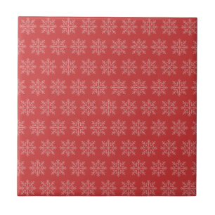 Red christmas seasonal snowflake art ceramic tile