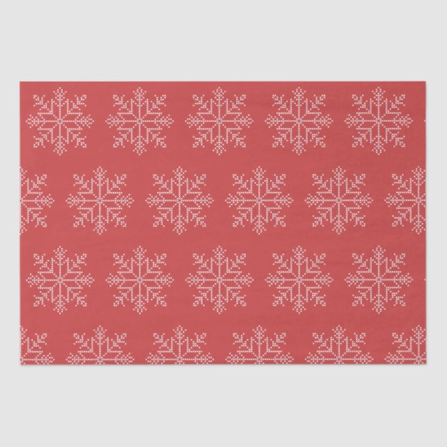 Red christmas seasonal snowflake art  tissue paper (Front)