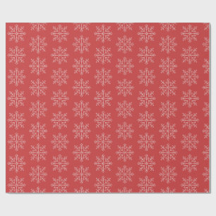 Red christmas seasonal snowflake art  wrapping paper