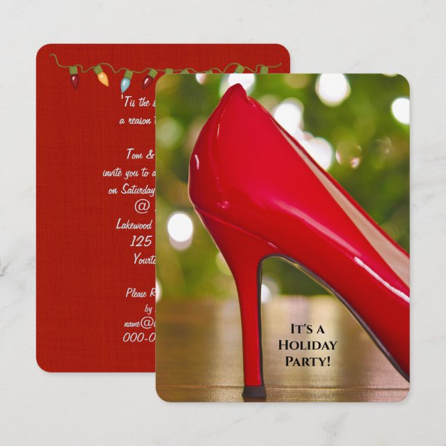 Red Christmas Shoe Party Invitation (Front/Back)