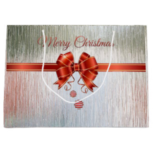 Red Christmas Silver Gift Bag