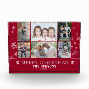 Red Christmas Snowflake Family 6 Photo Collage Block