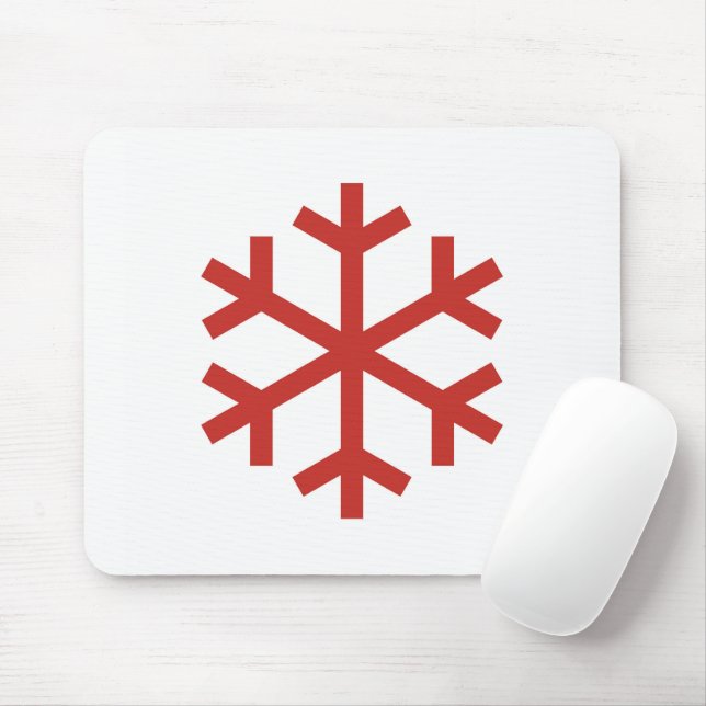 Red Christmas Snowflake Mouse Pad (With Mouse)