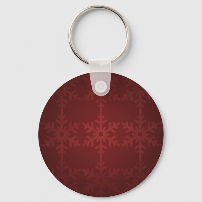 Red christmas snowflake pattern key ring (Front)