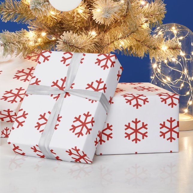 Red Christmas Snowflake Wrapping Paper (Holidays)