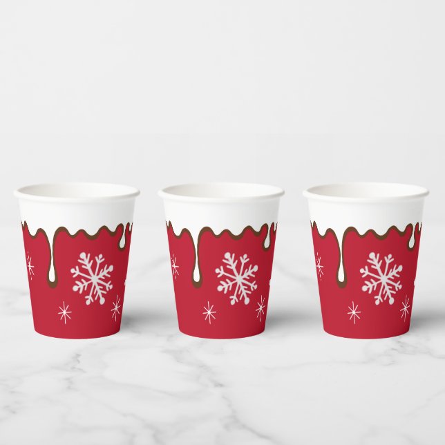 Red Christmas Snowflakes Party  Drink Coffee Cups (Multi)
