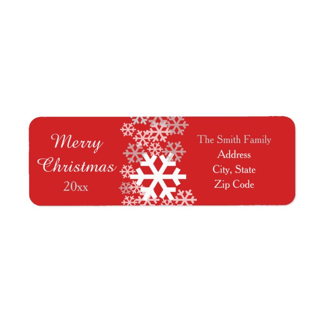 Red Christmas Snowflakes Pattern Greetings Return Address Label (Front)