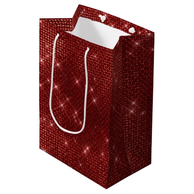 Red Christmas Sparkle Medium Gift Bag (Front Angled)