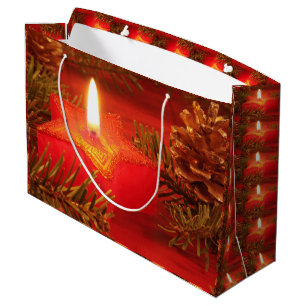 Red Christmas Star Candle Large Gift Bag