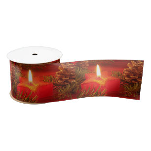 Red Christmas Star Candle Satin Gift Ribbon Satin Ribbon