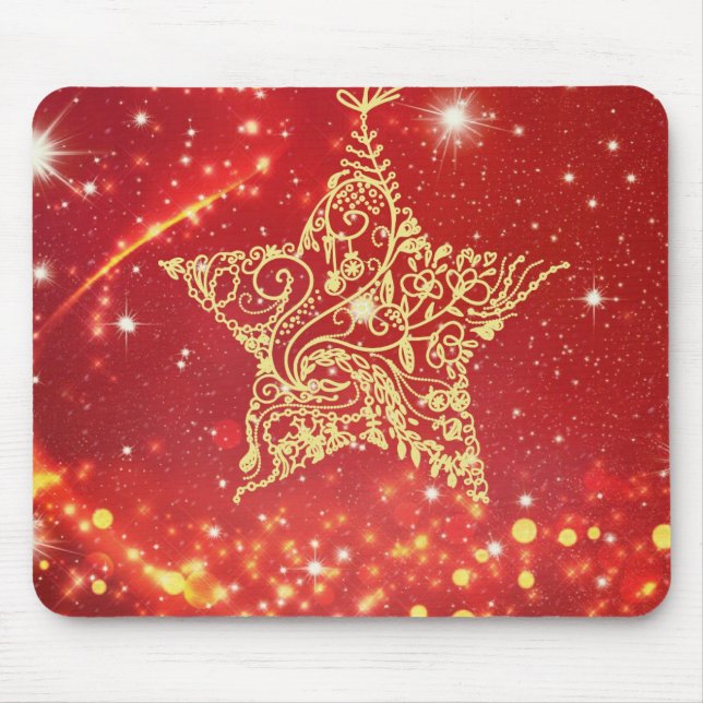 Red Christmas Star Mouse Pad (Front)