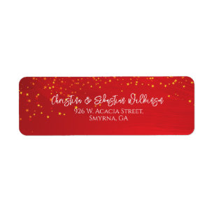 Red Christmas Star Return Address Label