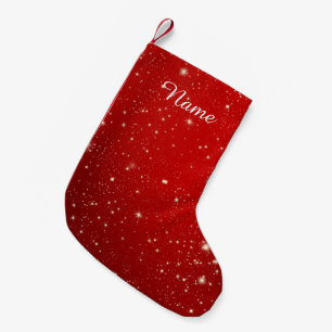 Red Christmas Stars Holiday Glitter Small Christmas Stocking