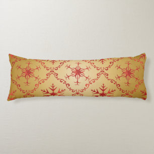 Red Christmas Stars on Gold Body Cushion
