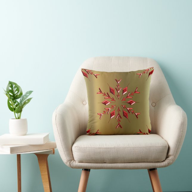 Red Christmas Stars on Gold Cushion (Chair)