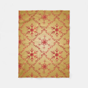 Red Christmas Stars on Gold Fleece Blanket