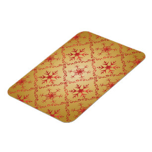 Red Christmas Stars on Gold Magnet